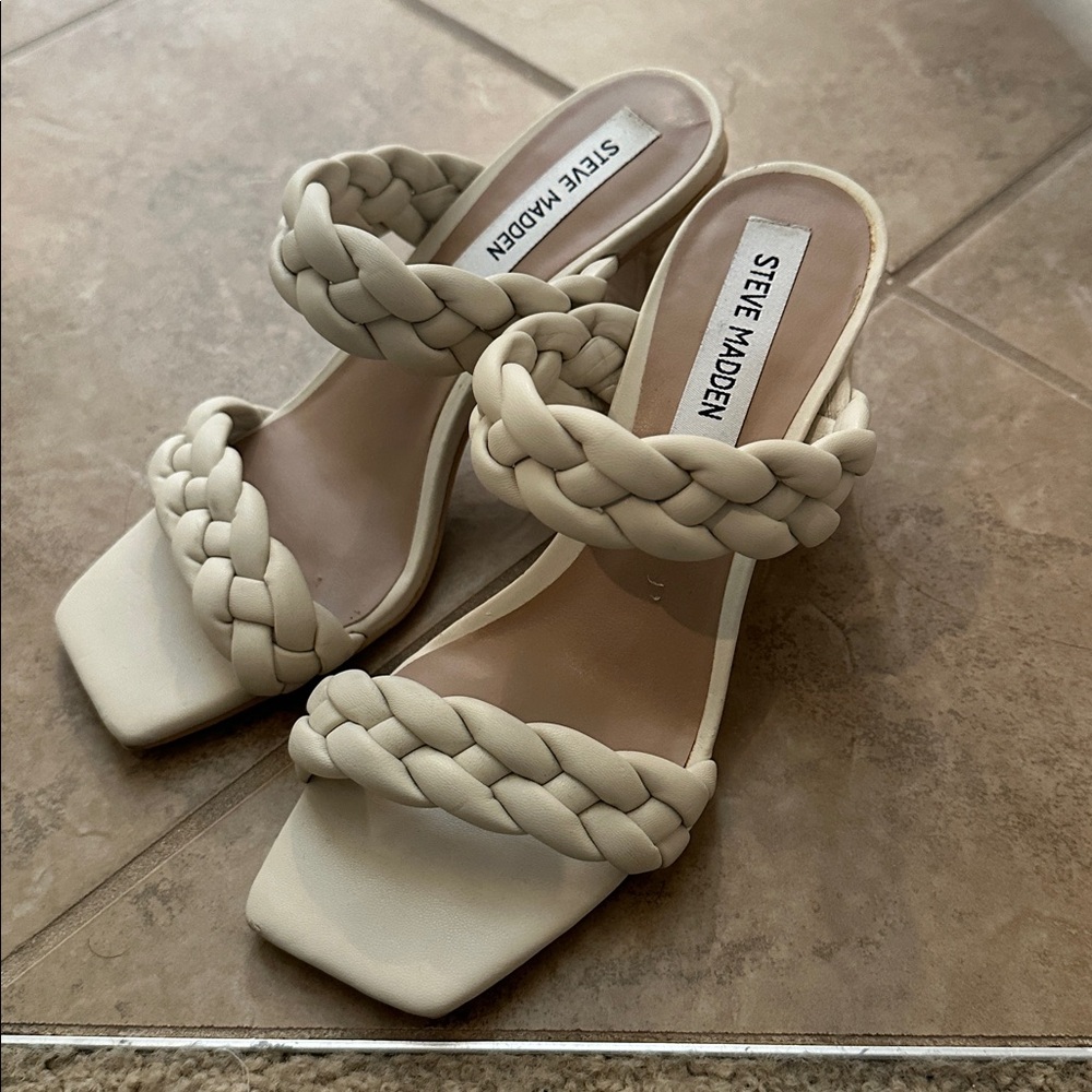 Steve Madden Cream Braided Heels